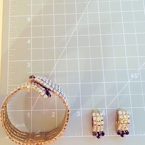 🔥 Vintage Gorgeous Deco Demi Parure Rhinestone Bracelet Set - Picture 7 of 14